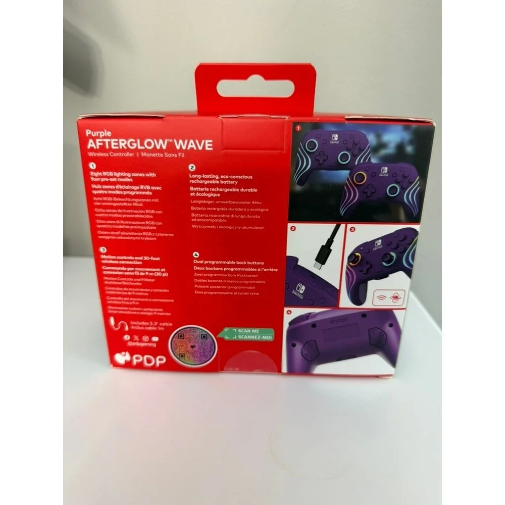 PDP Afterglow Wave Wireless Controller Nintendo Switch Purple RGB NWT